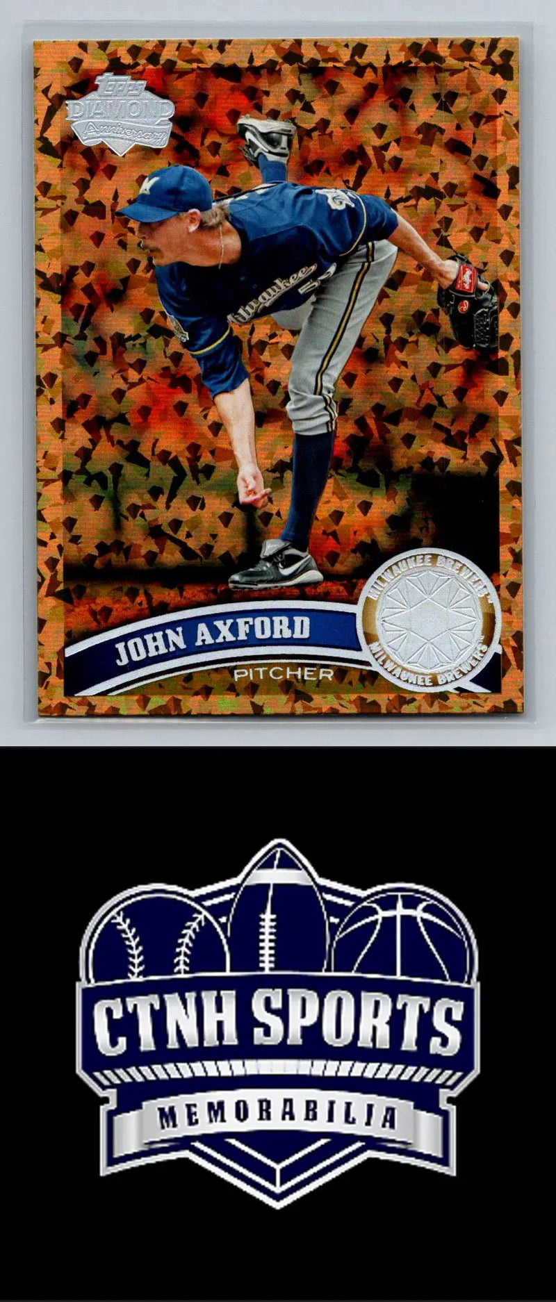John Axford Diamond Anniversary baseball card from 2011 Topps #591 Milwaukee Brewers