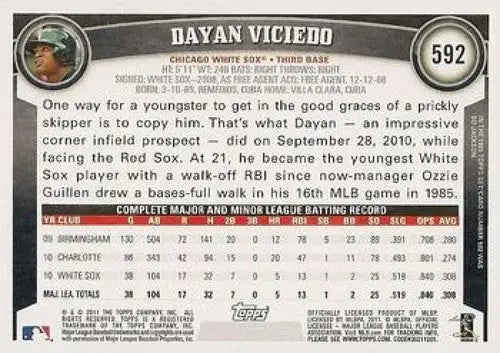 Original gloss Dayan Viciedo baseball card from 2011 Topps White Sox series
