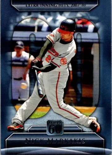 Baseball trading card featuring Nick Markakis with original gloss from 2011 Topps Topps 60
