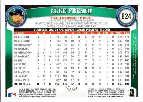 2011 Topps #624 Luke French NM-MT Mariners ID:70896 - Baseball Card Single