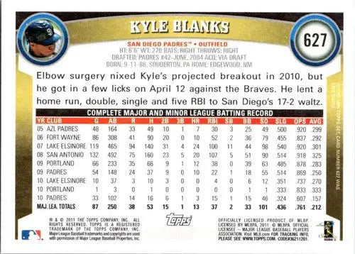 Original gloss 2011 Topps Kyle Blanks NM-MT Padres baseball card image