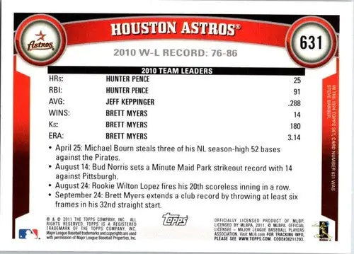 Baseball card back featuring Houston Astros Simply Sandoval with original gloss from 2011 Topps