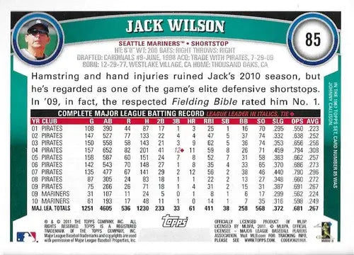 2011 Topps #85 Jack Wilson NM-MT Mariners ID:81424 - Baseball Card Single