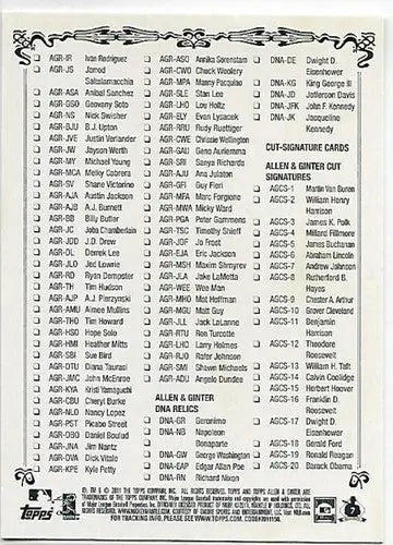 Baseball card checklist featuring Topps Allen Ginter checklists with original gloss detail