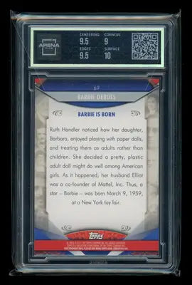 Graded collectible trading card from Topps American Pie featuring American Pie Barbie