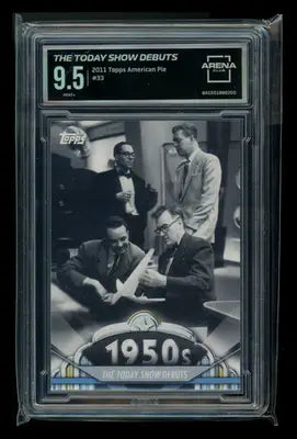 Graded Topps American Pie Arena Club 1950s black and white trading card image