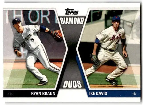 Original gloss Baseball card from Topps Diamond Duos series 2011 featuring Ryan Braun and Ike Davis