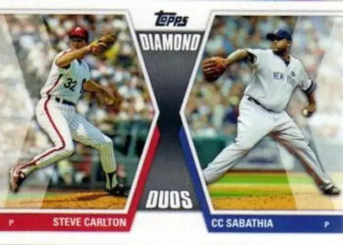 Baseball card featuring Steve Carlton and CC Sabathia from Topps Diamond Duos series