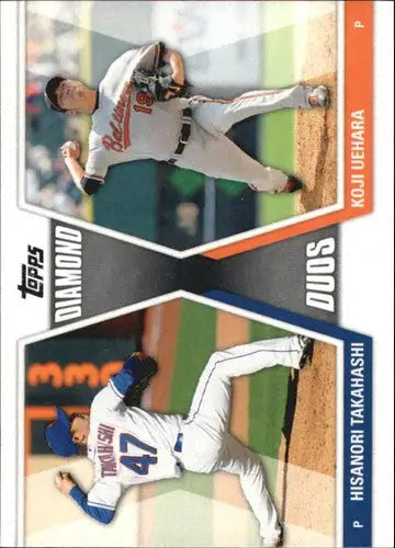 Baseball card from 2011 Topps Diamond Duos Series 1 featuring Hisanori Takahashi and Koji Uehara