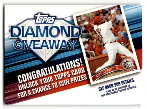2011 Topps Diamond Giveaway #TDG-4 Albert Pujols NM Near Mint Cardinals ID:64178 - Baseball Card Single