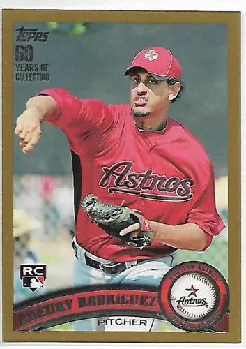 Topps Gold baseball card featuring Aneury Rodriguez with original gloss from 2011 Topps Gold #506