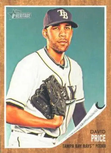 2011 Topps Heritage David Price NMMT baseball card with original gloss in Rays team profile