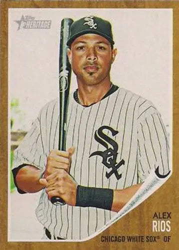 Alex Rios baseball card from 2011 Topps Heritage with original gloss and White Sox design