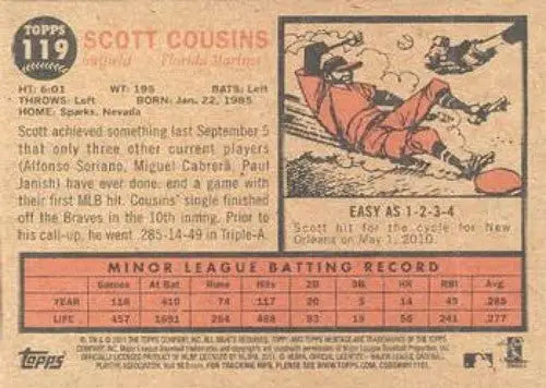 2011 Topps Heritage #119 Scott Cousins NMMT RC Rookie Marlins ID:7448 - Baseball Card Single