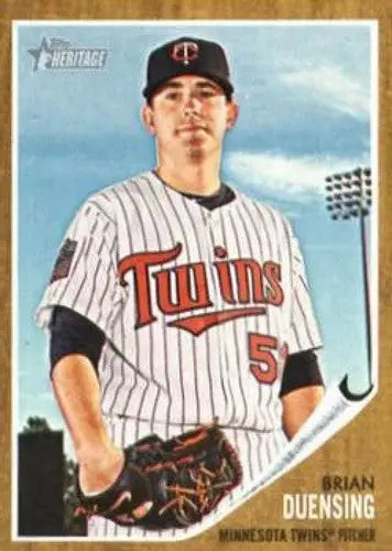 Original gloss Baseball card featuring Brian Duensing NMMT from 2011 Topps Heritage