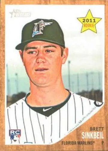 2011 Topps Heritage #131 Brett Sinkbeil NMMT RC Rookie Marlins - Baseball Card Single