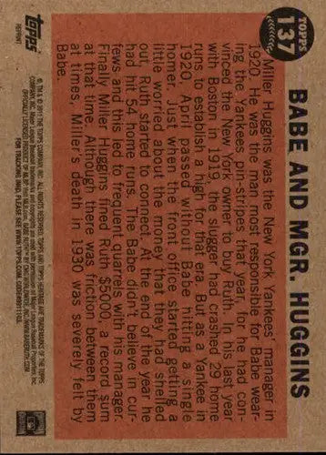 2011 Topps Heritage #137 Babe Ruth Babe and Manager Huggins NM-MT Yanke ID:72918 - Baseball Card Single