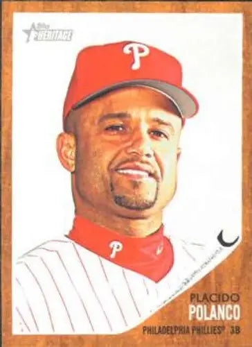 Original gloss baseball card of Placido Polanco from 2011 Topps Heritage series