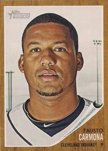 Fausto Carmona baseball card from Topps Heritage with original gloss detail