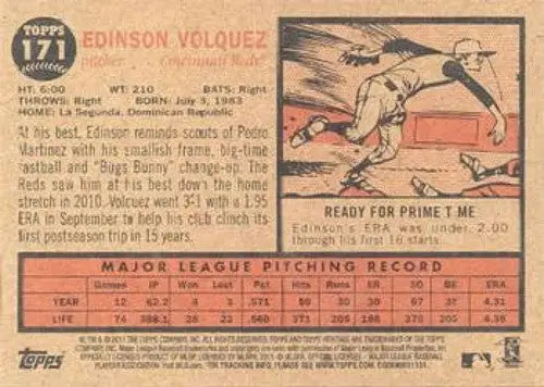 2011 Topps Heritage #171 Edinson Volquez NMMT Reds ID:7460 - Baseball Card Single