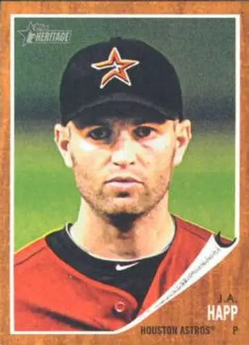 Baseball card of J.A. Happ from Topps Heritage with original gloss and NMMT finish