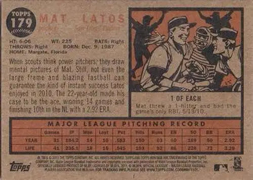 2011 Topps Heritage #179 Mat Latos NMMT Padres ID:7464 - Baseball Card Single