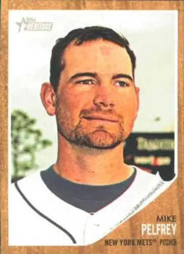 2011 Topps Heritage Mike Pelfrey NMMT Mets baseball card with original gloss