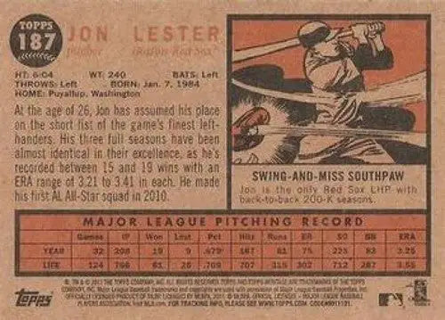 2011 Topps Heritage #187 Jon Lester NMMT Red Sox - Baseball Card Single
