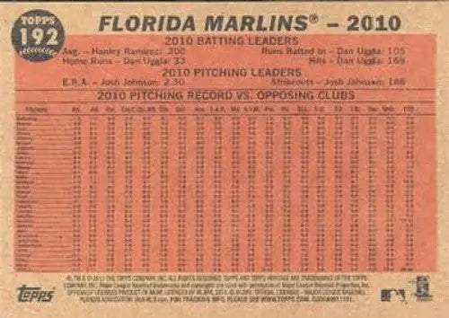 2011 Topps Heritage #192 Florida Marlins NMMT Marlins ID:7468 - Baseball Card Single