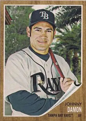 Johnny Damon baseball card from 2011 Topps Heritage series, Johnny Damon NMMT Rays