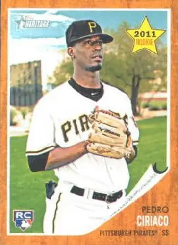 Original gloss Baseball card of Pedro Ciriaco NMMT RC Rookie Pirates from 2011 Topps Heritage