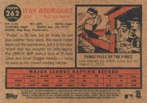 2011 Topps Heritage #262 Ivan Rodriguez NMMT Nationals - Baseball Card Single