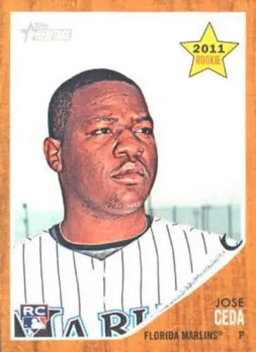 2011 Topps Heritage Jose Ceda NMMT baseball card featuring Marlins rookie ID 7486