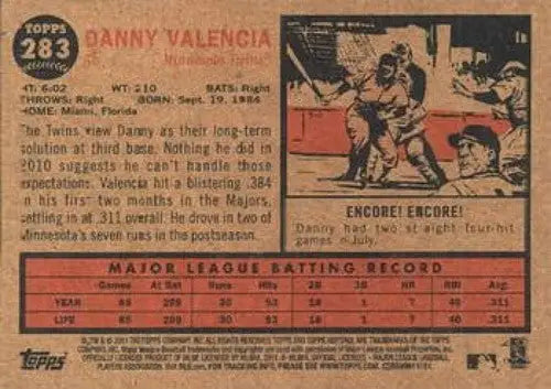 2011 Topps Heritage #283 Danny Valencia NMMT Twins - Baseball Card Single