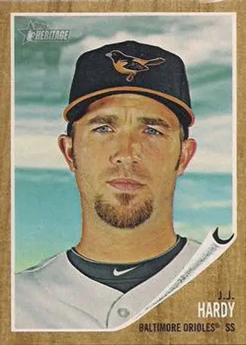 J J Hardy baseball card from 2011 Topps Heritage with original gloss and NMNT condition