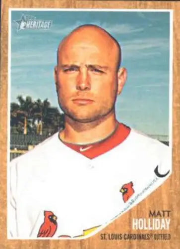 2011 Topps Heritage Matt Holliday NMMT baseball card featuring Matt Holliday and Cardinals