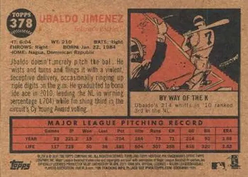 2011 Topps Heritage #378 Ubaldo Jimenez NMMT Rockies ID:7517 - Baseball Card Single