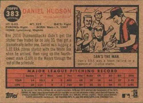 2011 Topps Heritage #383 Daniel Hudson NMMT Diamondbacks - Baseball Card Single