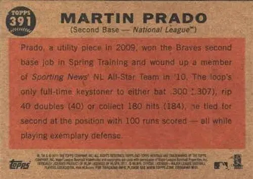 2011 Topps Heritage #391 Martin Prado NMMT Braves AS ID:7521 - Baseball Card Single