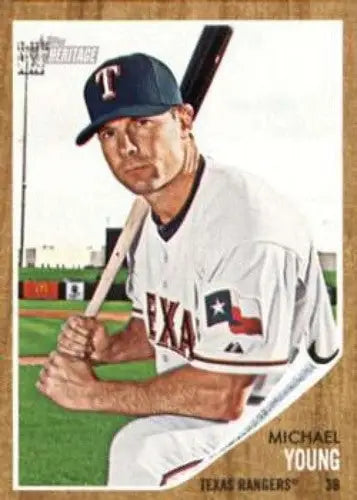 2011 Topps Heritage #411 Michael Young NMMT Rangers ID:7524 - Baseball Card Single