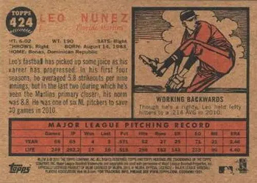 2011 Topps Heritage #424 Leo Nunez NMMT Marlins ID:7531 - Baseball Card Single