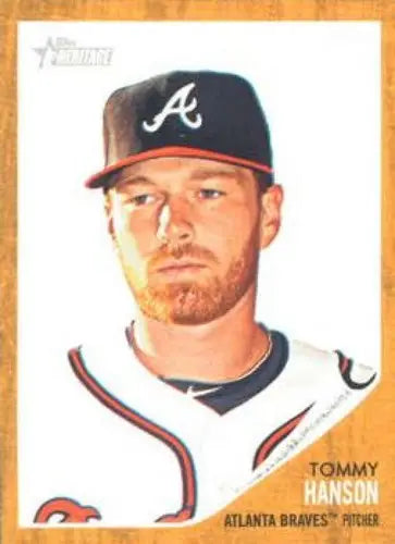 Original gloss Tommy Hanson NMMT baseball card from 2011 Topps Heritage series