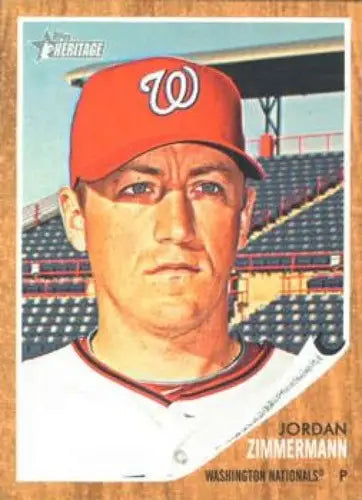 2011 Topps Heritage Jordan Zimmermann baseball card with original gloss featuring Nationals