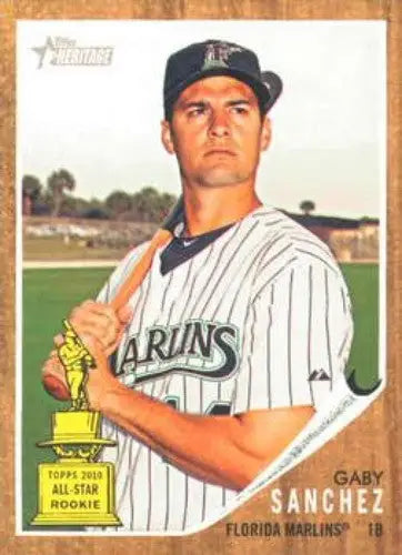 Original gloss baseball card of Gaby Sanchez from 2011 Topps Heritage collection