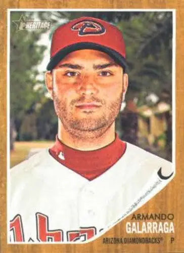 Baseball card featuring Armando Galarraga in 2011 Topps Heritage original gloss NM-MT