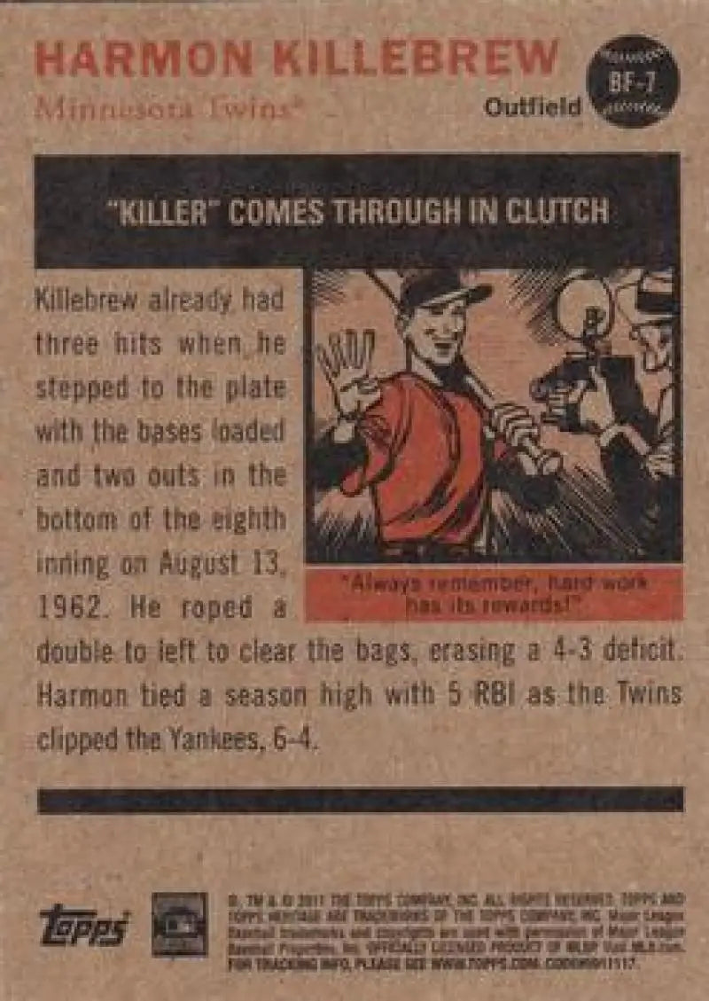2011 Topps Heritage Baseball Flashbacks #BF-7 Harmon Killebrew NM-MT Tw ID:72223 - Baseball Card Single