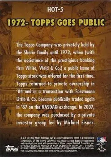 Baseball card back with original gloss from Topps History featuring Simply Sandoval