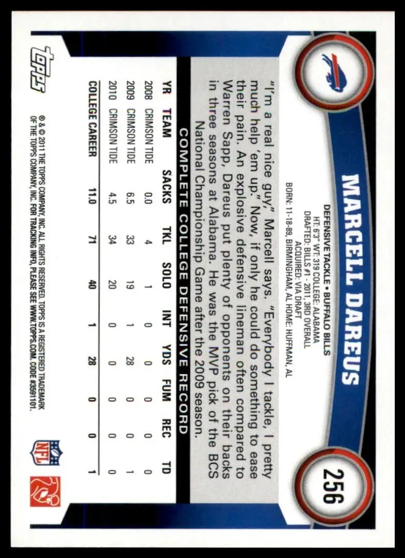 2011 Topps - Marcell Dareus #256 (RC)
