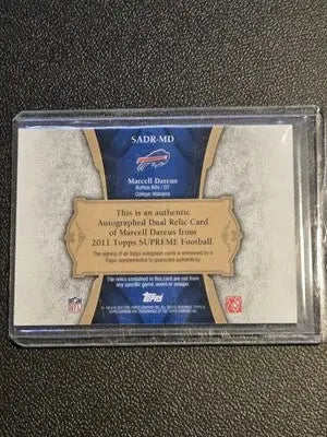 2011 Topps Supreme #SADR-MD Marcell Dareus Autographed Dual Relics #/15 - Football Card Single