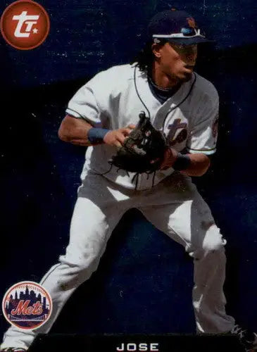 Baseball player in uniform from Topps Town series featuring Jose Reyes with original gloss